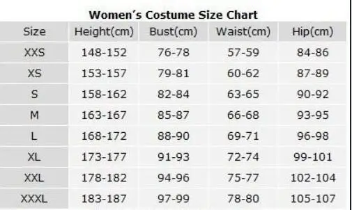 Disney Store Costume Size Chart