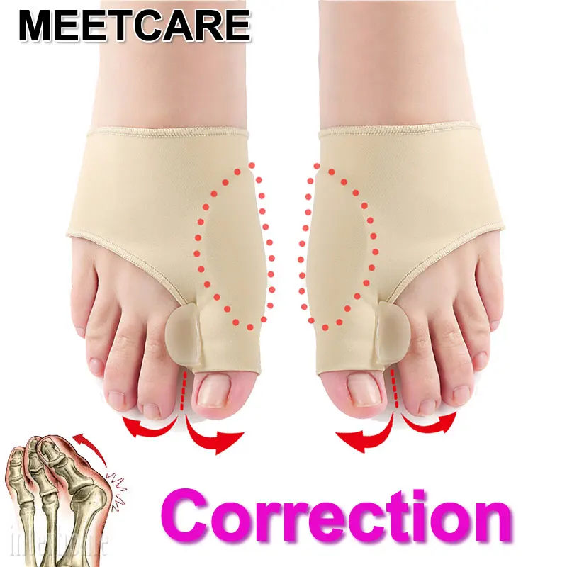 

MEETCARE 1 Pair The Newest Silicone Hallux Valgus Braces Big Blackmailed Orthopedic Correction Socks Toes Separator Feet Care