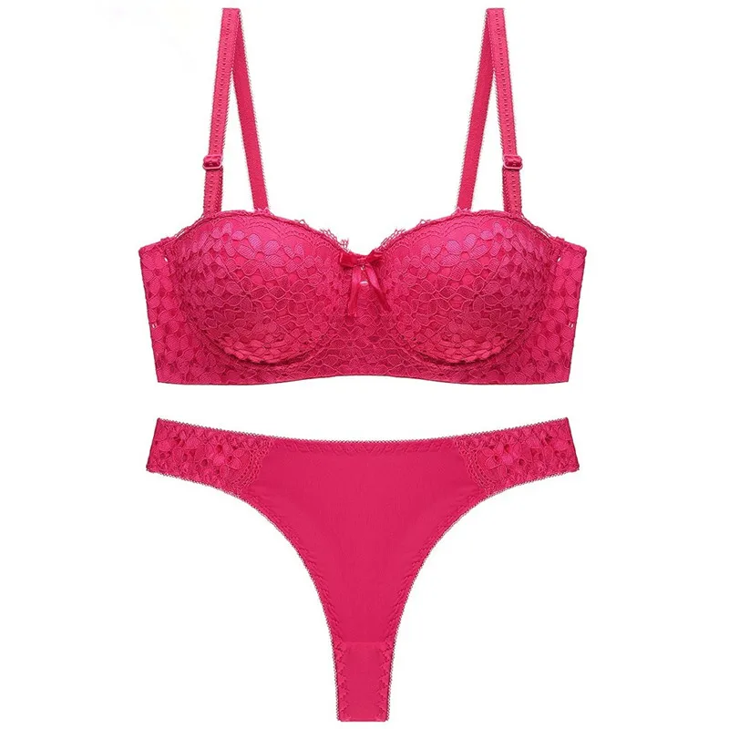 Mature Sexy Charming Lace Half Cup Push Up Bras Ladies Bra Sets Women Underwear Set Matching Cool Thong Classic Elegant Fashion