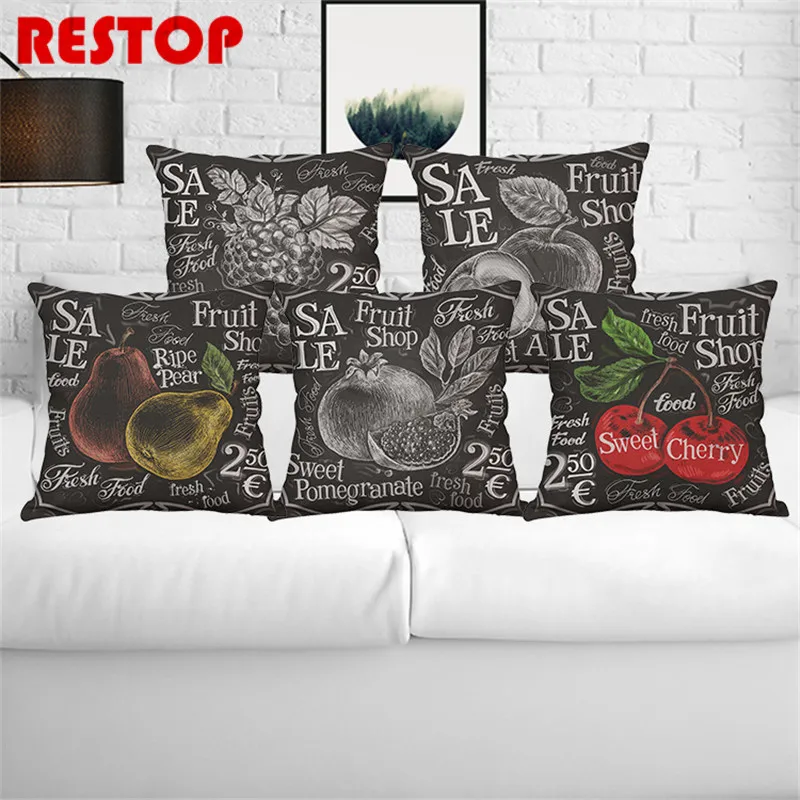 45*45cm Hand Painted Blackboard Chalk Painting Pillow Cover Cotton ...