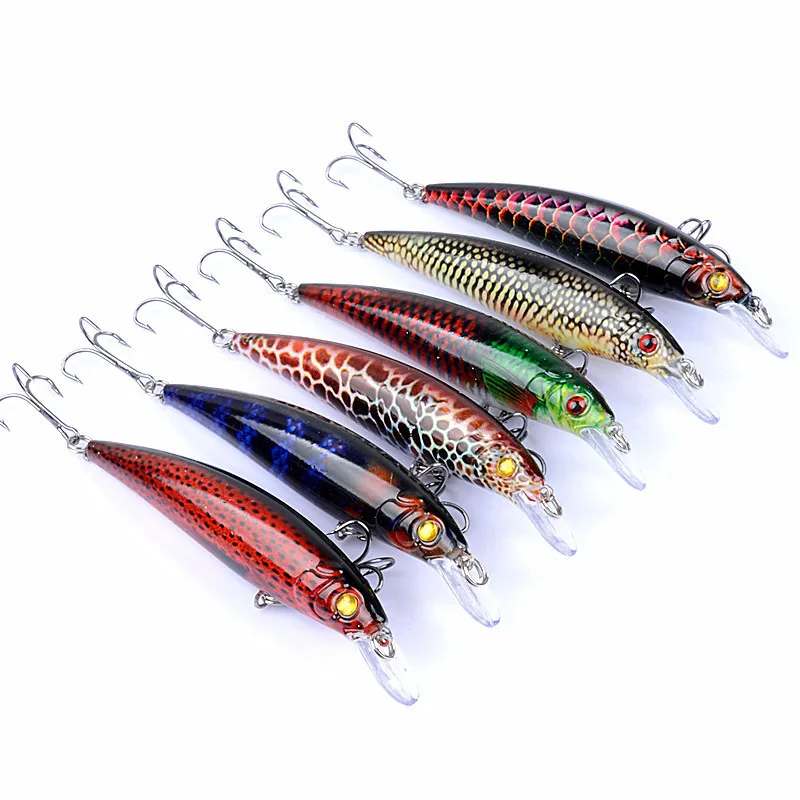 

6Pcs/Lot 11cm/13.4g Floating Wobblers Minnow Fishing Baits Lure 3D Painting Artificial Hard Isca Baits For Fishion