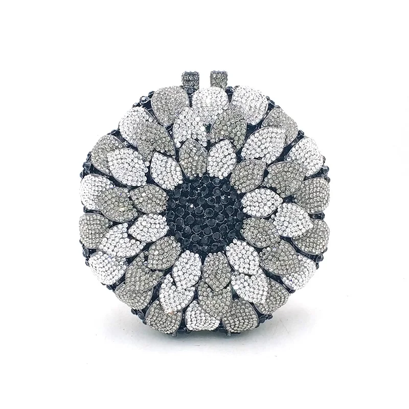 Women evening party bag diamonds crystal clutch bridal wedding party wallet purse handbag elegant sun flower crystal purses women evening bag