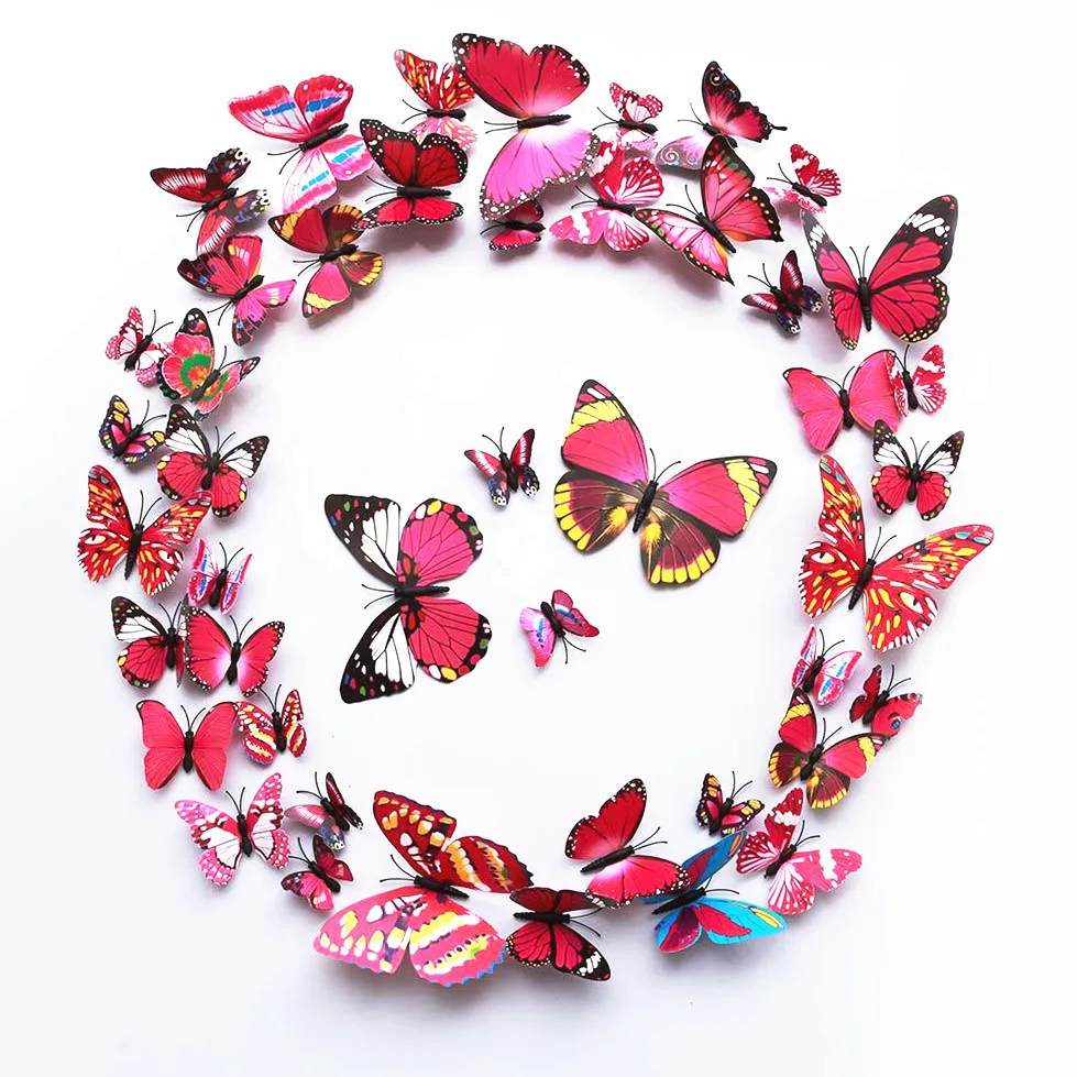12 шт. 3D моделирование бабочки наклейки на стену бабочка на холодильник магниты Свадебные украшения вечерние фон для домашнего приспособления для декора вечеринки