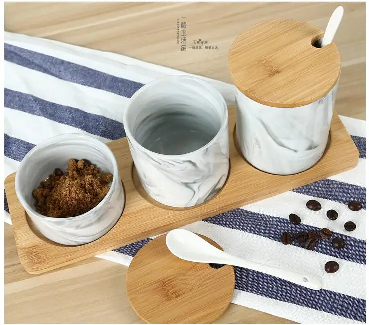 Китайские керамические приправа горшок кухонные инструменты, гаджеты соль сахарница банка для специй травы инструменты для пряностей керамическая банка бамбуковая коробка