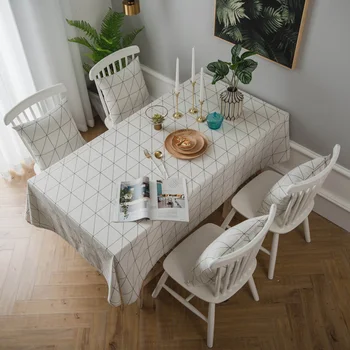

Modern Minimalist Black and White Geometric Tablecloth Coffee Table Living Room TableCloth Rectangular Table Cloth Linen