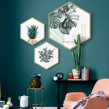 Скандинавские шестиугольные Зеленые растения, Картина на холсте, HD кактус, ананас, настенные картины для гостиной, модный домашний декор, плакат, настенное искусство
