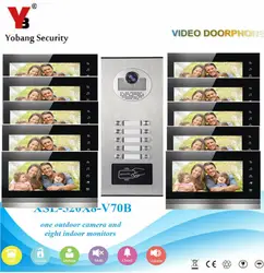 Yobangsecurity телефон видео домофон запись Системы 7 "дюймовый видео Дверные звонки двери Камера RFID Управление доступом 1 Камера 10 Мониторы