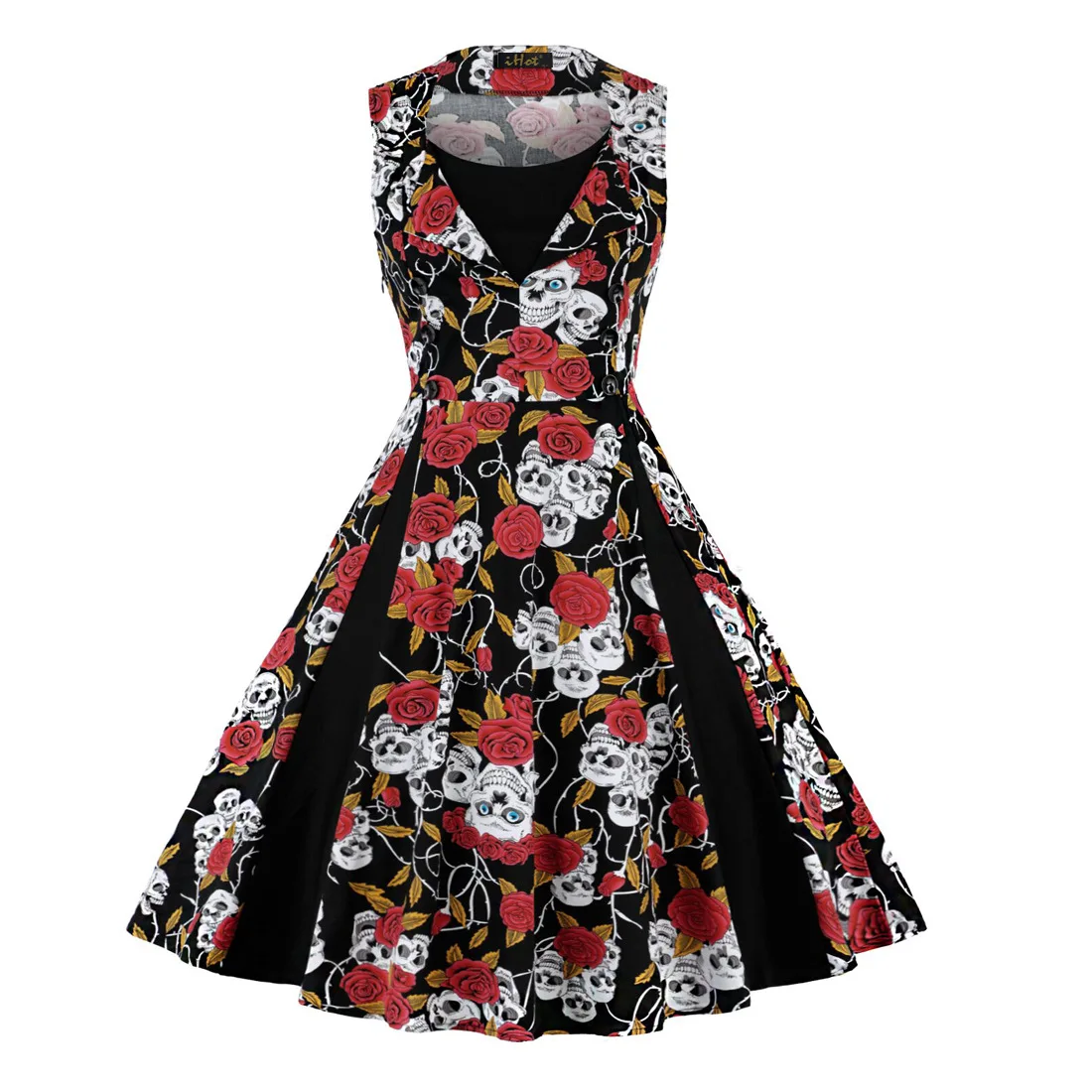 skull rockabilly dress