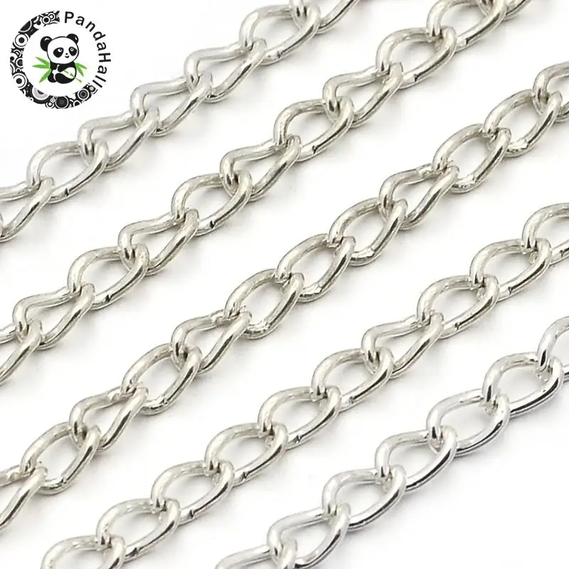 Iron Twist Chains, Silver, 3x2x0.6mmin Jewelry Findings & Components