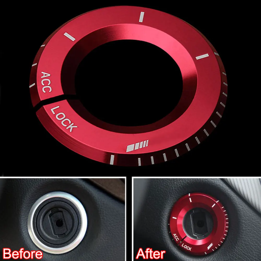 

Aluminium Car Engine Ignition Lock Locking Switch Control Button Cover Ring Trim For Benz E Class GLK GLA 2014-2015 Car Styling
