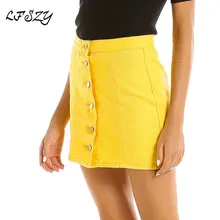 Для женщин юбка Новая мода женские средней длины джинсовая юбка лето желтый джинсовая юбка для того, чтобы увидеть больше размеров S-L XL