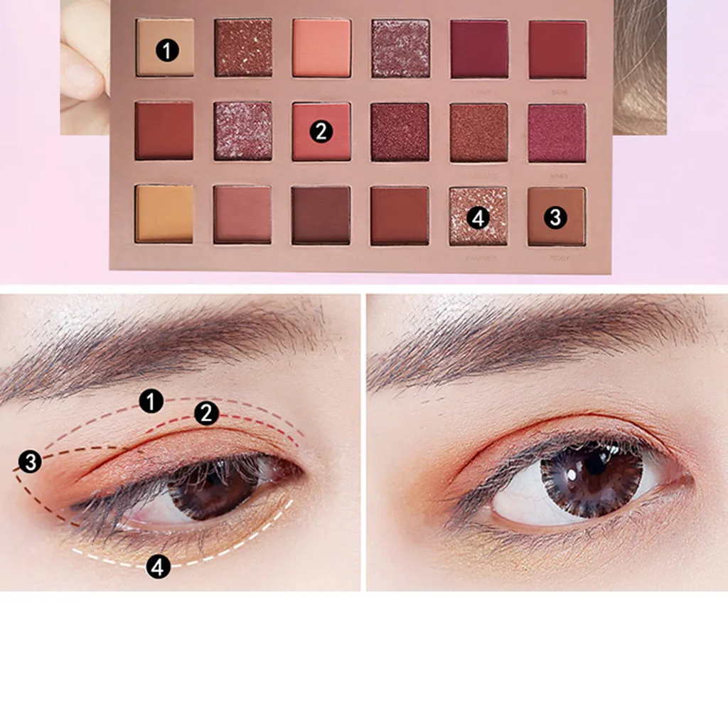 18 Colors Eye Shadow Makeup Pearl Metallic Eyeshadow Palette Eye Make Up Sets Eyeshadow palette Tools