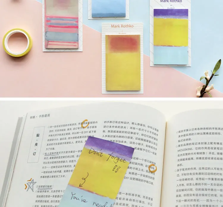 4 шт.. винтажная Абстрактная живопись sticky note самоклеящиеся блокноты украшения наклейки канцелярские принадлежности Школьные