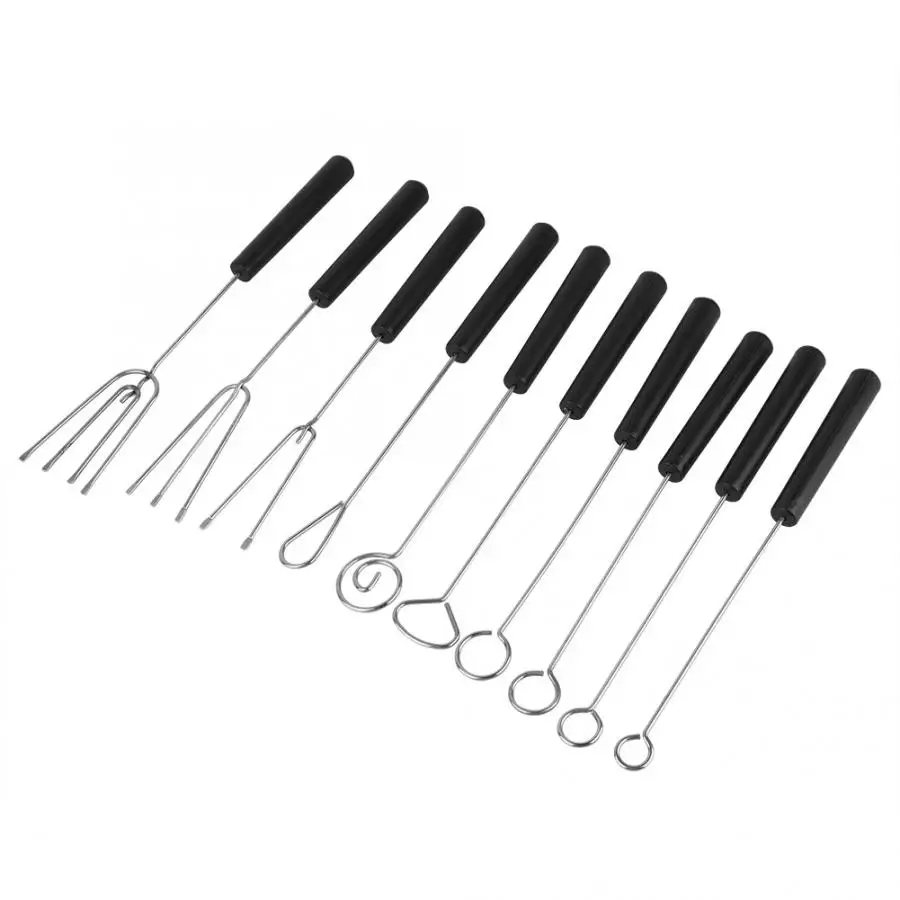 

10 Pcs DIY Stainless Steel Baking Supplies Chocolate Dipping Fork Set fork Tableware Dinner Fork Set