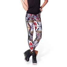 NEW 3064 sexy girl women Poker Red Queen Hearts King Skull 3D prints polyester elastic fitness Women leggings pants