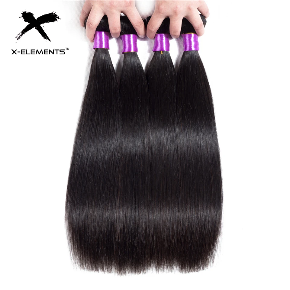 X-Elements Peruvian Straight Hair Weave Bundles Natural Color 100% Human Hair Weave Extensions Non Remy Hair 1 3 4 Bundle Deals (7)