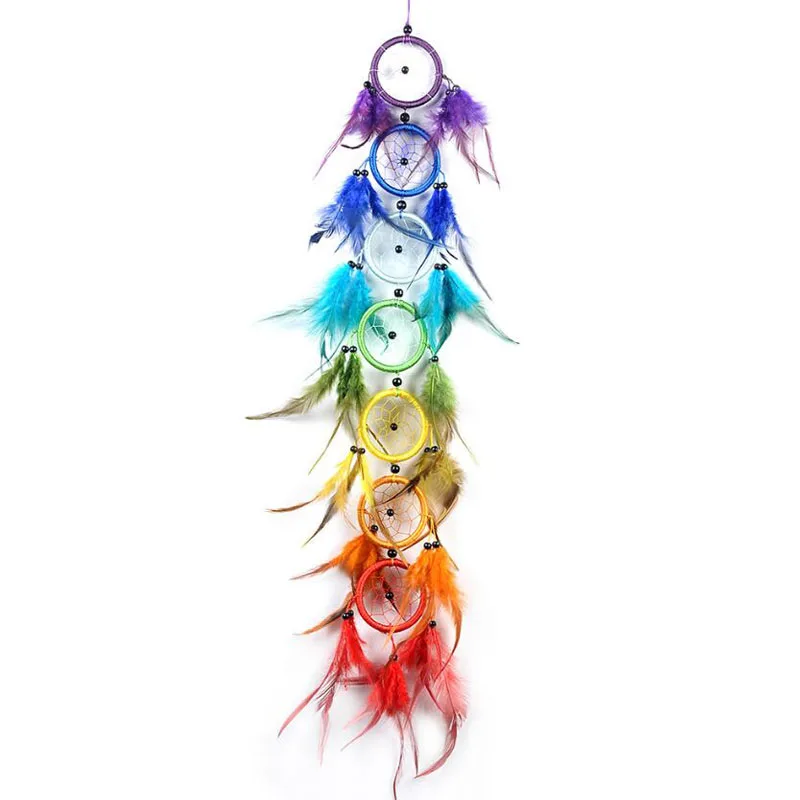

New Indian Style Color Multi-ring Dream Catcher Home Decor Key Rings Car Rearview Mirror Pendant Jewelry Auto Hanging Accessorie