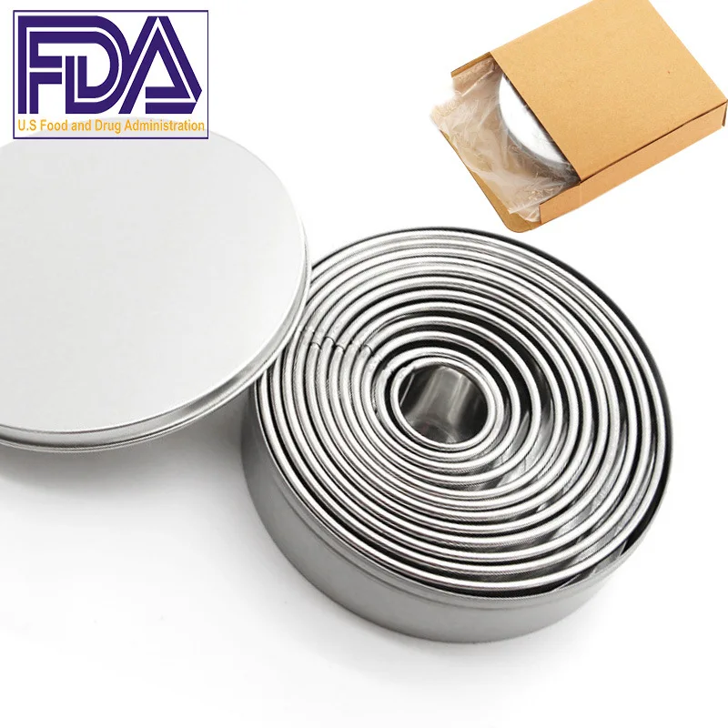 

12pcs/set Stainless Steel Metal Fondant Cake Mold,circular Cookie Cutter Baking Tool ,Cake Sugar DIY Making mold mousse circle