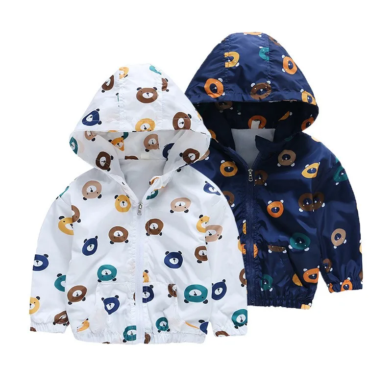 CROAL CHERIE  Fashion Bear Active Outerwear & Coats Kids Jacket For Boys Windbreaker Spring 2018 Children Clothes White Navy (4)