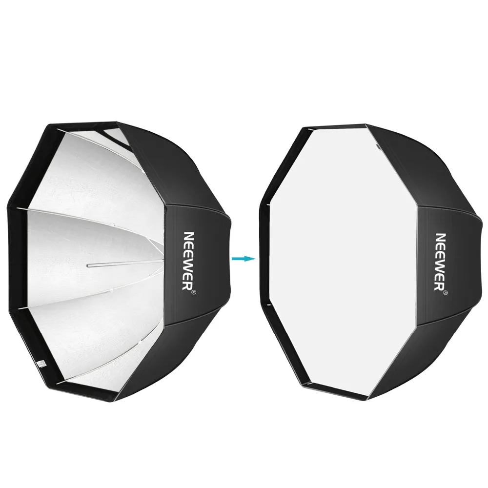 Neewer 47 дюймов/120 см черный портативный восьмиугольный Зонт софтбокс для студийная вспышка Speedlite белый диффузор(2 шт. в упаковке