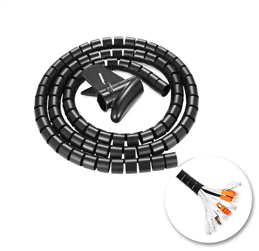 Cable Hide Wrap Tube 8//28mm Organizer /& Management Wire Spiral Flexible Cord Lot