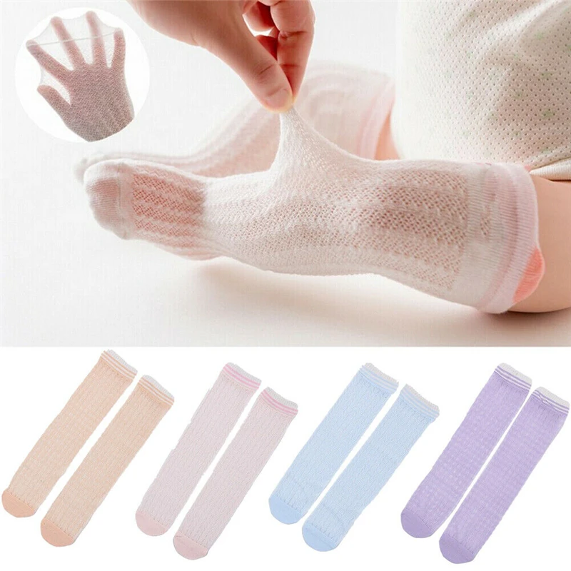 

Newborn Baby Girls Knee High Lace Tights Stockings Summer Thin Breathable Cute Long Tights Princess Girl Solid Sheer Stockings