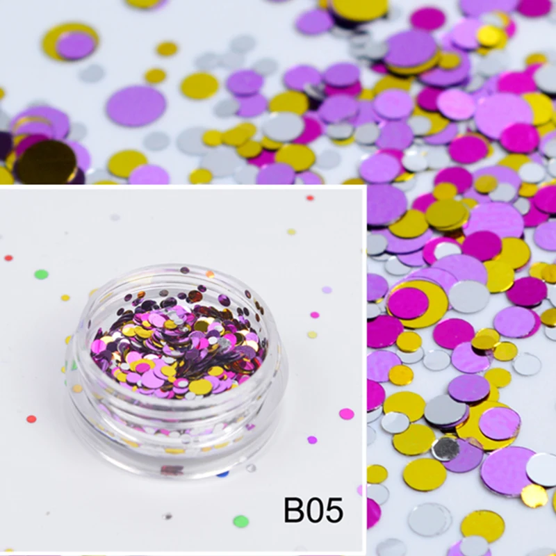 

YZWLE 1 Box Mixed 1-3mm Nail Art Mini Round Thin Paillette Nail Glitter Sparkly Sequin Decorative Accessory Beauty Sticker #B5