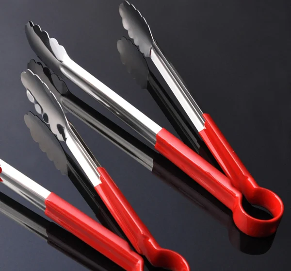 High Quality Stainless Steel 24CM Bread Tongs With Silicone Handle BBQ