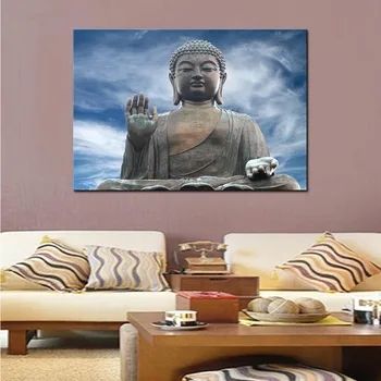 

1 Pcs Blue Sky Buddha HD Printed Canvas Painting For Living Room Home Decor Wall Art Framework Quadros De Parede Para Sala