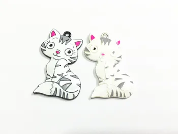 

Newest ! 44mm*34mm 10pcs/lot All Enamel Cat Pendants (Choose Plated Color First)