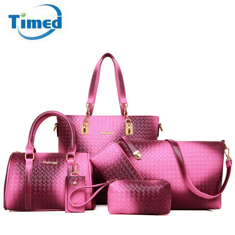 2017 Knitting Women s font b Handbags b font 6pcs font b Sets b font Composite