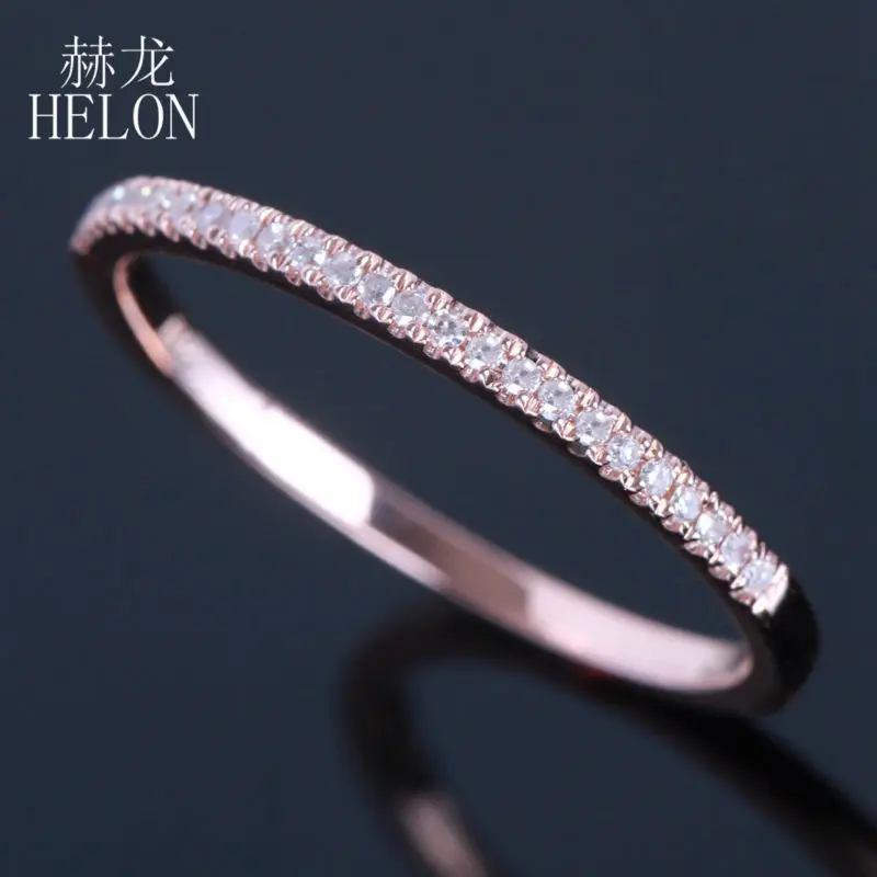 Кольцо HELON Half Eternity, одноцветное, 10 к, розовое золото, 0.1CT, натуральный бриллиант, для женщин, обручальное кольцо, классика, хорошее ювелирное изделие, подарок, вечерние