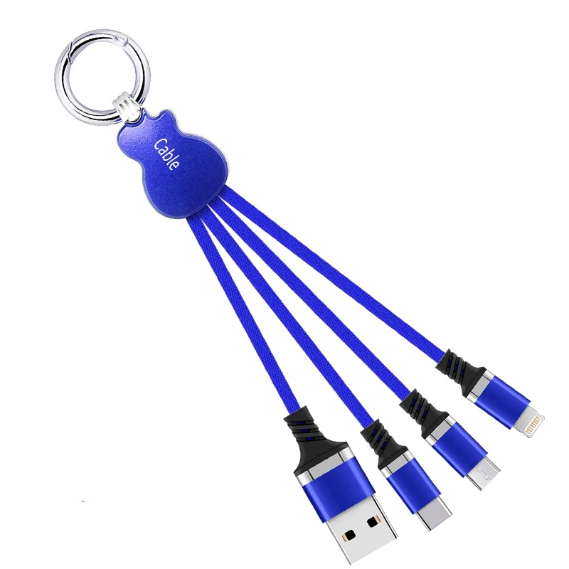 Reebeen الغيتار شكل كابل نقل بيانات لالروبوت ios نوع-c المصغّر usb واحد سحب ثلاثة بيانات كبل شحن ل xiaomi samsung 0.2 m