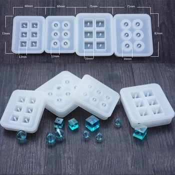

Silicone Mold 12mm 16mm Cube ball beads with hole 6 compartment epoxy Resin Silicone Mould handmade Craft Jewelry Making