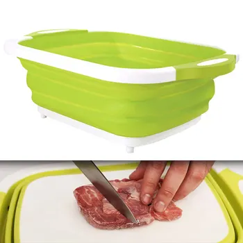 

Portable Folding Basin For Vegetable Fruit Washing Multi-Function Basins Washing Drain Basket Kitchen Cleaning Tools