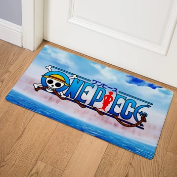 

One Piece Cartoon Luffy Ace Floor Mat Kitchen Bathroom Non-slip Door Mats 46*76 PVC Leather Home Straw Hat Pirates Print Rugs