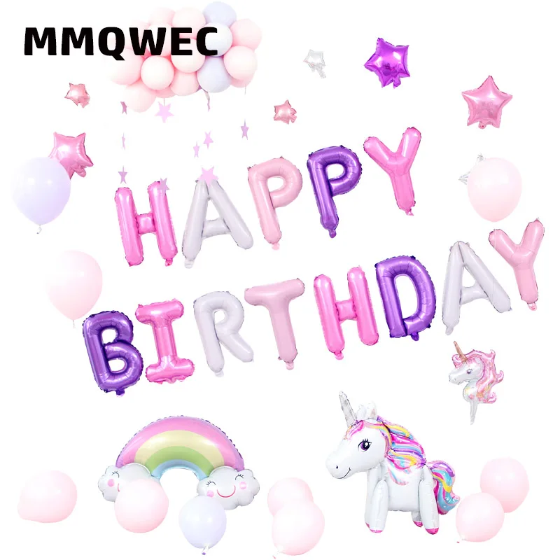 MMQWEC 1 Набор С Днем Рождения надувной алфавит гелиевые буквы фольгированные