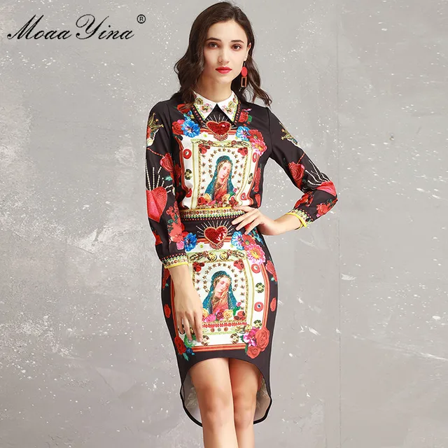 Special Offers MoaaYina Spring Set Women 3/4 sleeve Vintage Floral Print Beading Sequin Tops+Package buttocks Dovetail Skirt Two-piece suit Special Offers MoaaYina Spring Set Women 3/4 sleeve Vintage Floral Print Beading Sequin Tops+Package buttocks Dovetail Skirt Two-piece suit