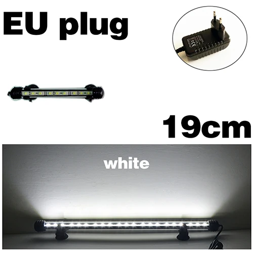 Аквариумный светодиодный светильник, водонепроницаемый освещение для аквариума, подводный аквариумный светильник, аквариумные лампы, Декор, освещение 110 В/220 В, EU power - Цвет: white 19CM
