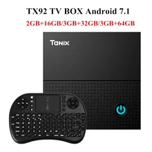 Tanix TX92 ТВ-приставка Amlogic S912 Восьмиядерный процессор Android 7,1 OS BT 4,1 1000M LAN Max 3G ram 64G rom 2,4G/5G Wifi Smart tv Box