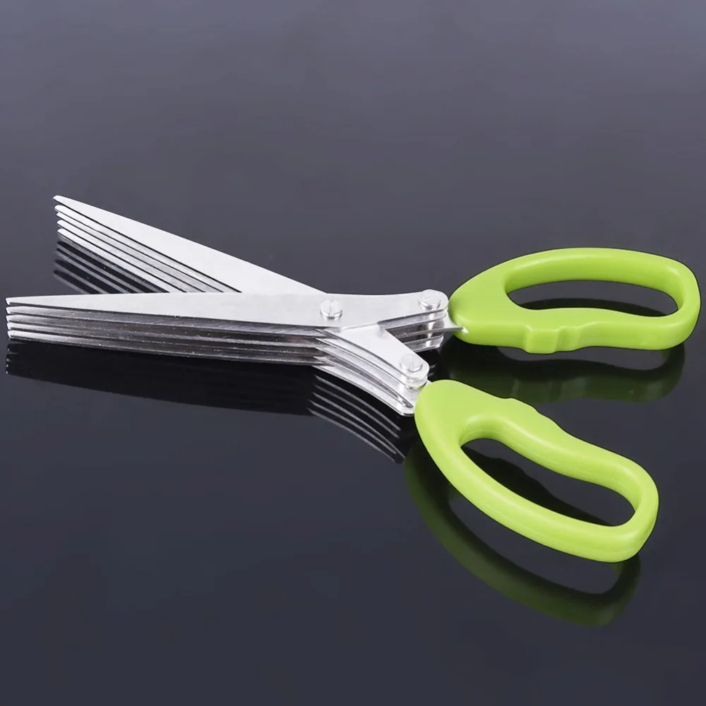 New 1/5xStainless Steel 5Blade Office Cut Shredding Scissors Sharp Herb