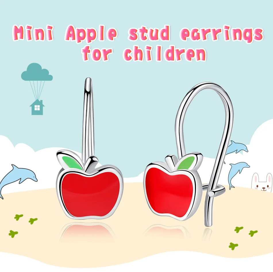 FOREWE Аутентичные 925 пробы серебряные серьги многоцветные эмалированные маленькие яблоко милые серьги для девочек Детские Модные ювелирные изделия подарок