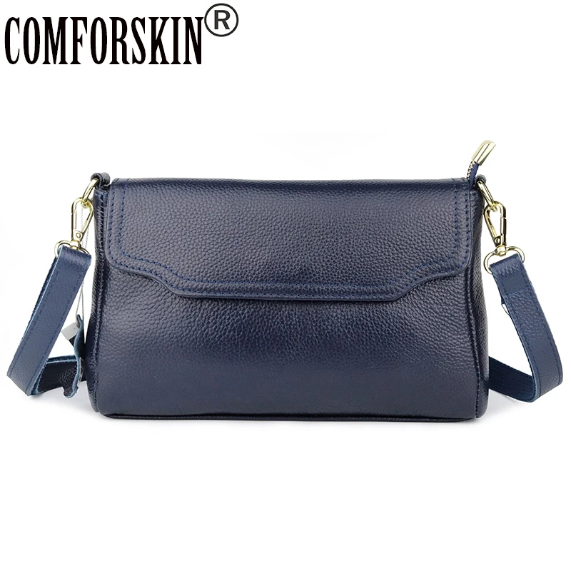 

COMFORSKIN Premium 100% Cowhide Leather Cover Style Ladies Shoulder Bag European and American Envelope Women Messenger Bags 2018