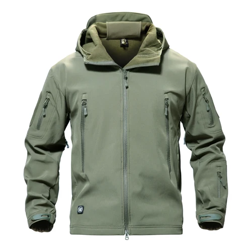 MAGCOMSEN/зимние куртки и пальто для мужчин; флисовая водонепроницаемая куртка с капюшоном; Теплая Флисовая тактическая Боевая куртка; ветровка - Цвет: Green