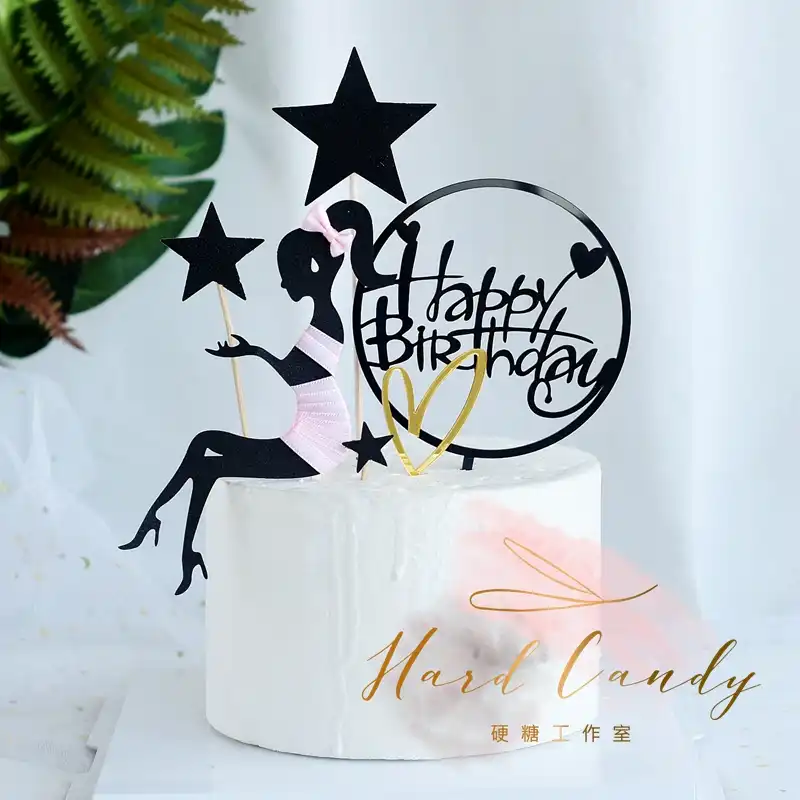 Elegant Lady Moustache Top Hat Bow Knot Laser Happy Birthday