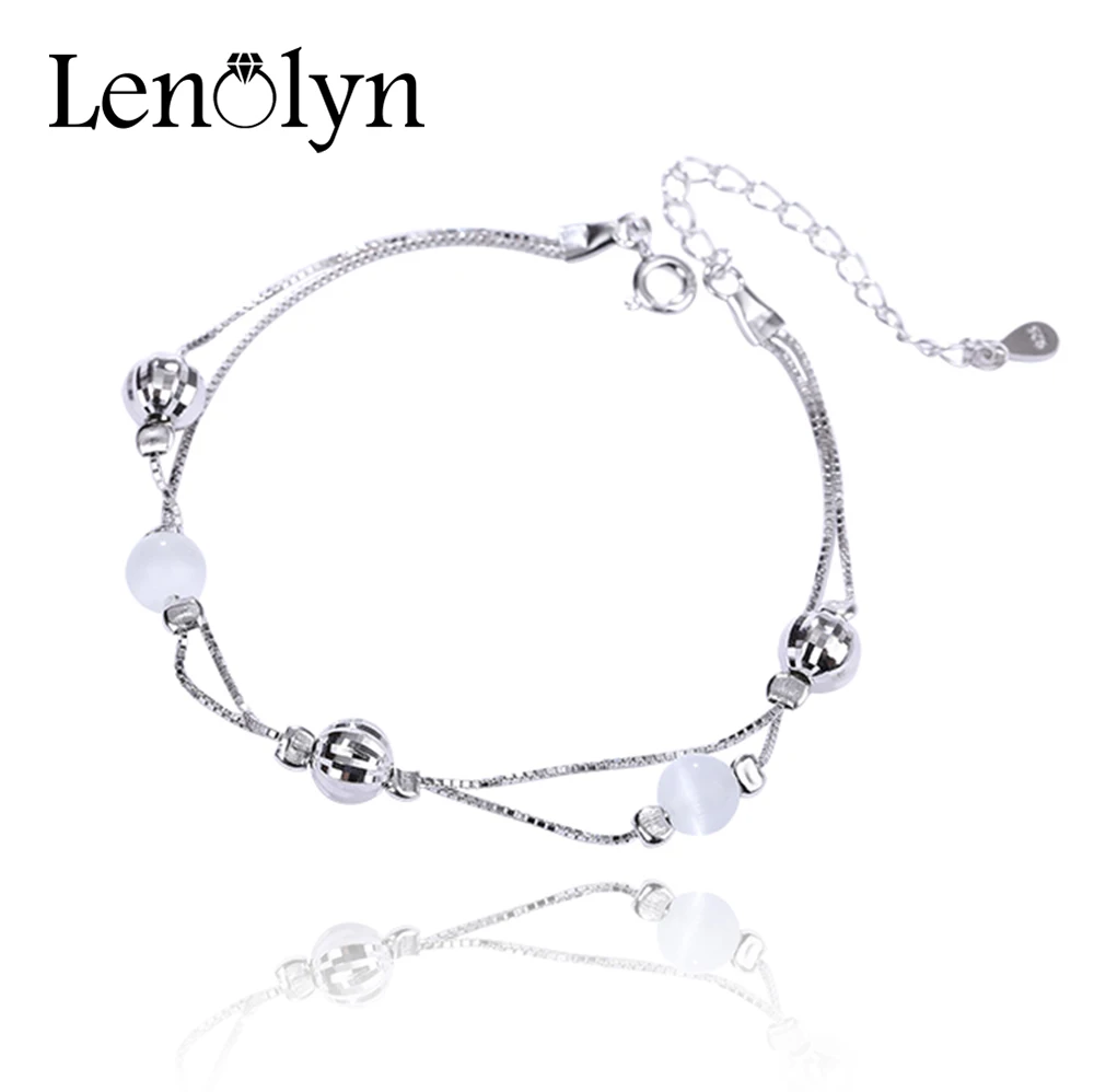 Настоящее серебро 925 проба браслет из бисера с прямоуголными звеньями