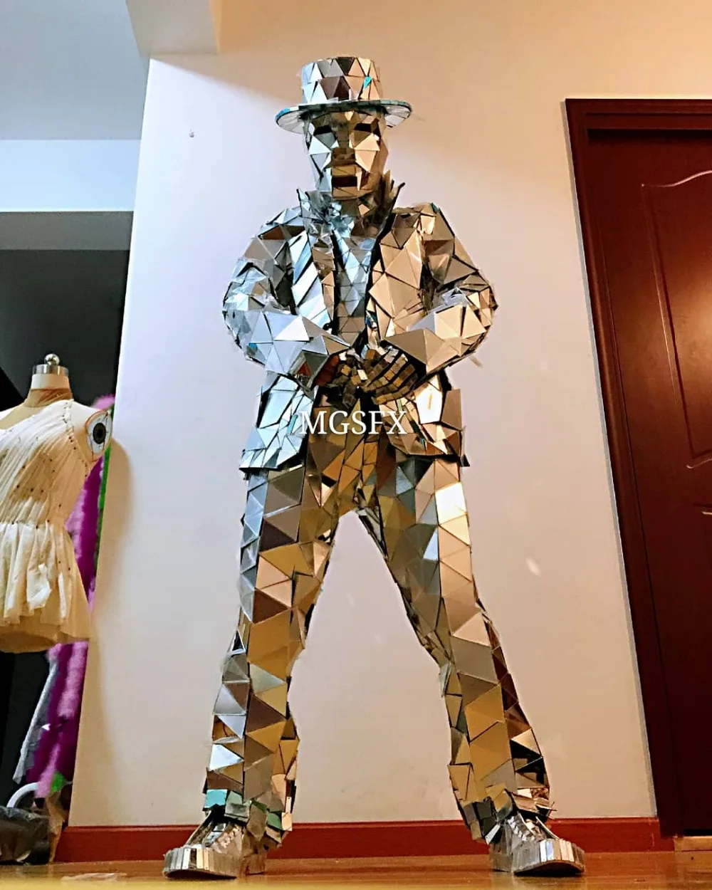 

Mirror man Costume sewed made durable for Performance Halloween costume Cosplay Christmas party show