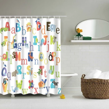 

18 New Colorful Eco-friendly Cartoon Child Lovely Polyester High Quality Washable Bath Decor Shower Curtains
