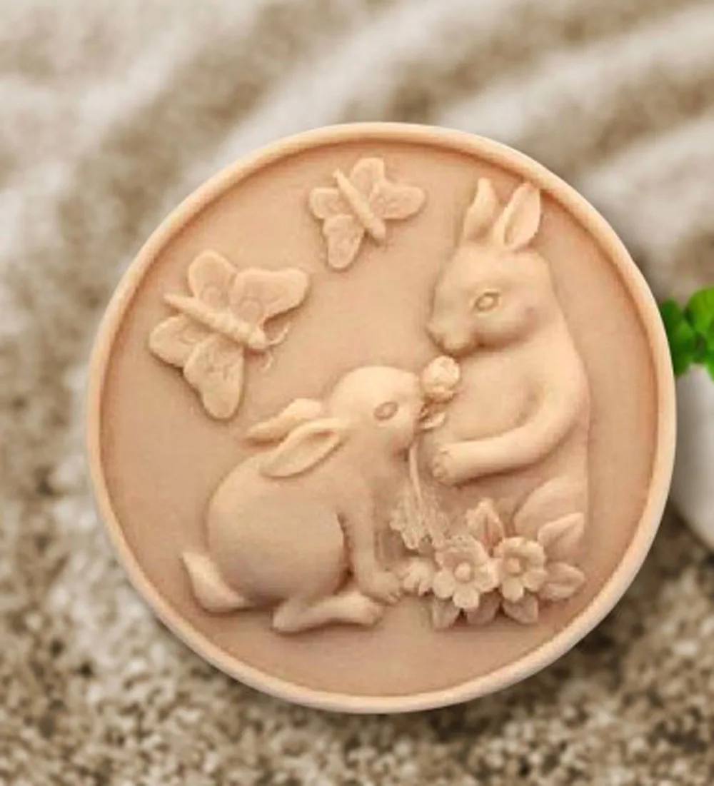 

Rabbit Silicone Soap mold Handmade silicone 3d mould DIY Craft molds S096
