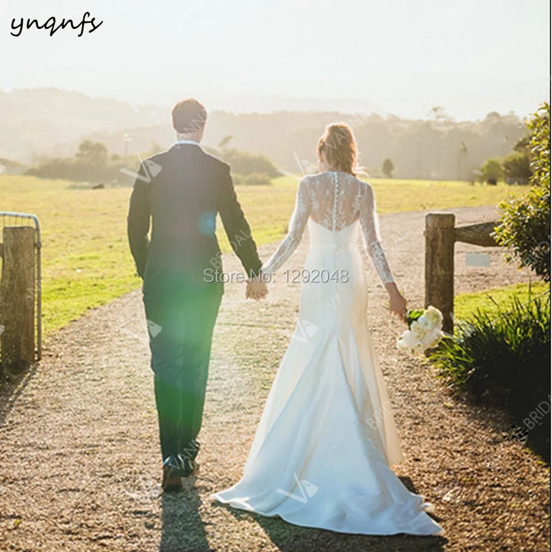 YNQNFS W93 Vestido de Noiva Simples Boho элегантные свадебные платья русалки кружевное вечернее